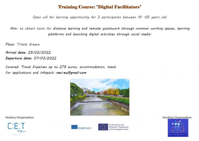 Ευκαιρία Συμμετοχής σε πρόγραμμα Training Course ”Digital Facilitators ” – NECI EU