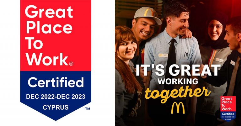 H McDonald’s™ Κύπρου έλαβε την πιστοποίηση Great Place to Work® για δεύτερη συνεχή χρονιά!