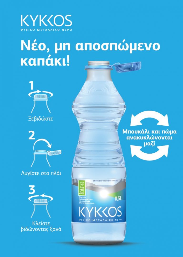 Φυσικό Μεταλλικό Νερό Κύκκος: Αποσπώμενο καπάκι για ένα καλύτερο και πιο βιώσιμο μέλλον