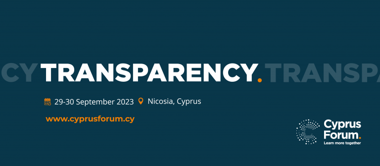4o Cyprus Forum: Με φόντο τη Διαφάνεια  Υπό τον γενικό τίτλο Transparency/Διαφάνεια, διεξάγεται φέτος το 4ο Cyprus Forum από τον Μη Κυβερνητικό Οργανισμό Oxygono σε συνεργασία με το Delphi Economic Forum, στις 29 και 30 Σεπτεμβρίου στη Λευκωσία. Το 4o Cyprus Forum για άλλη μια χρονιά, τελεί υπό την αιγίδα της Προεδρίας της Δημοκρατίας.