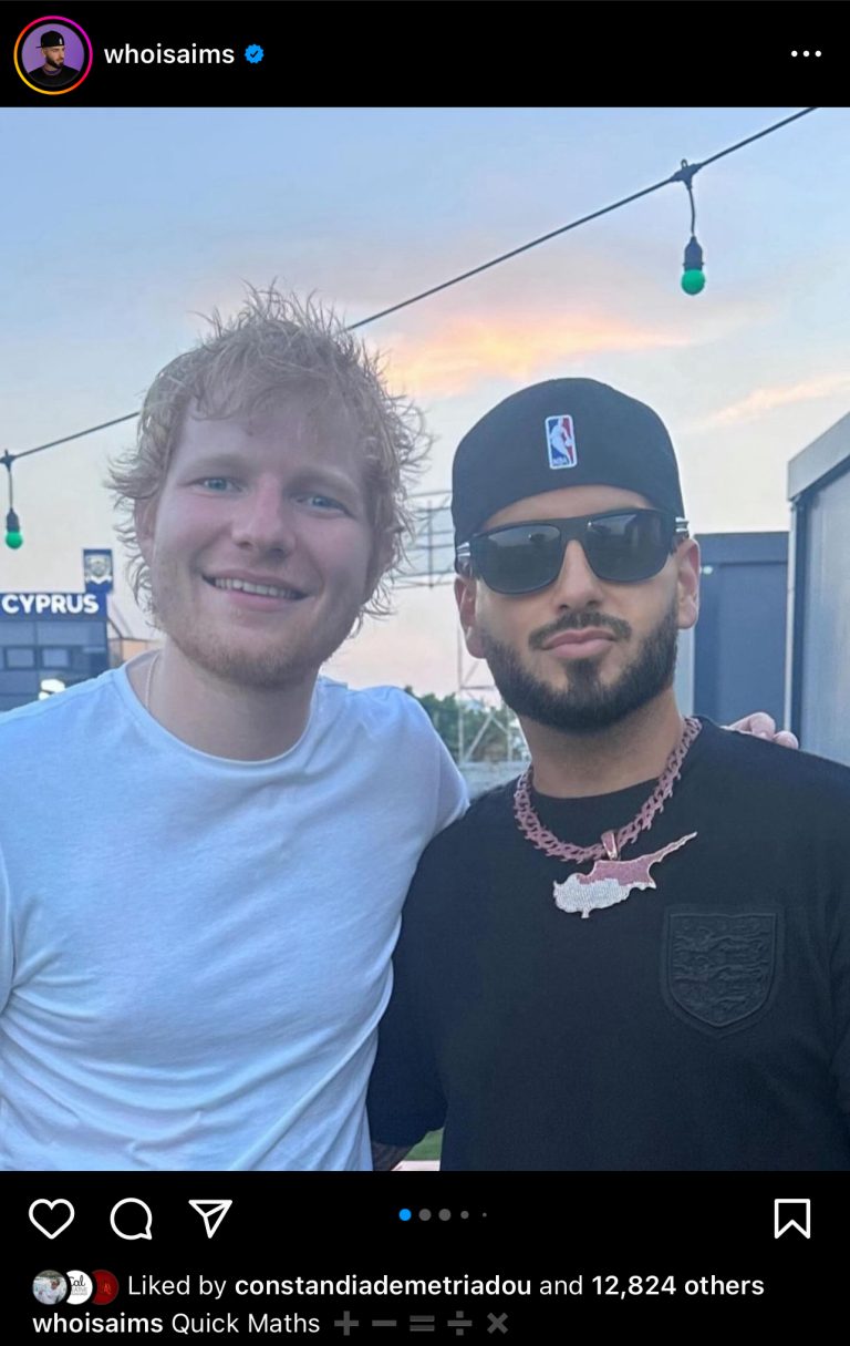 Ed Sheeran – A!MS. Οι δύο καλλιτέχνες φωτογραφήθηκαν μαζί και έριξαν το Instagram